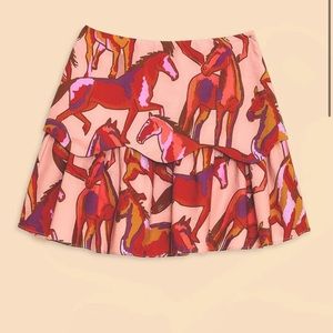 Farm Rio Rose Wild Horses Tiered Mini Skirt